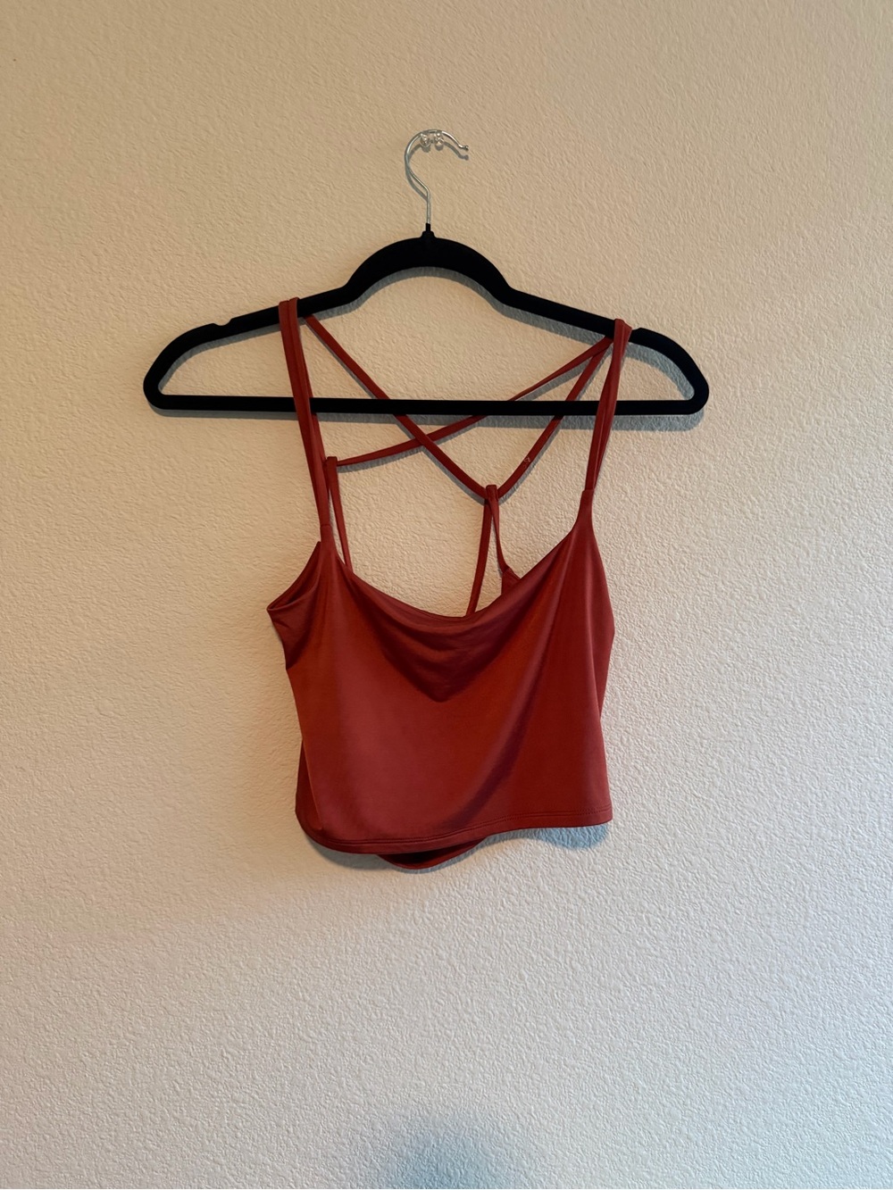 Express Rust Red Cowl-Neck Strappy Cropped Camisole